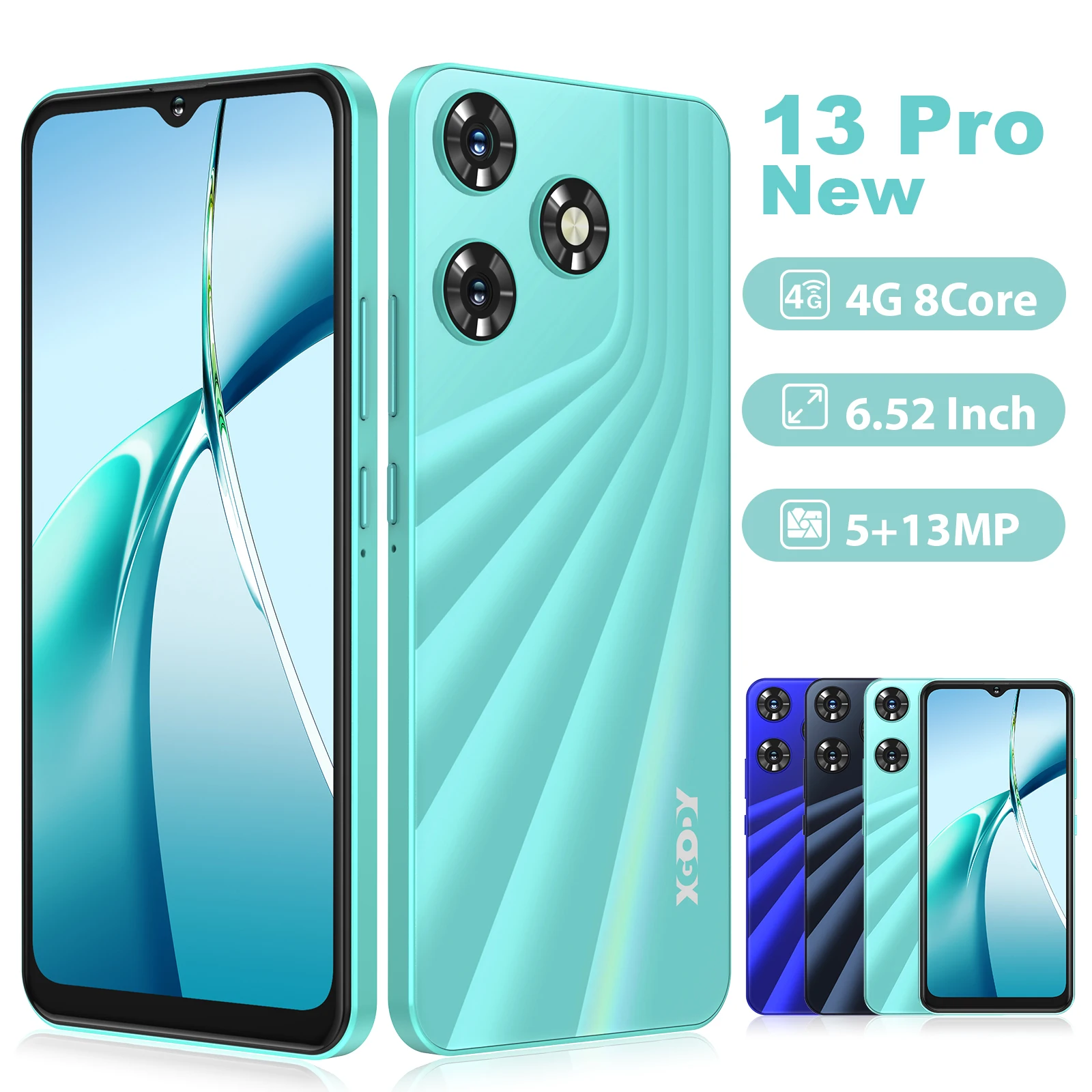 S6c633db884c648789724465bd1d6bbeeP.webp XGODY 13 Pro New Smartphone - 6.5 Inch Android 10 4G Dual SIM Mobile Phone