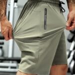Men's casual sports shorts made   elastic fabric Color : Khaki Style 2 - Size : XL