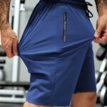 men's casual sports shorts made   elastic fabric  - Color : Blue Style 2 - Size : M