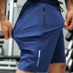 men's casual sports shorts made   elastic fabric  - Color : Blue Style 1 - Size : L