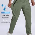 Men's sports trousers that absorb moisture,breathable, with pockets and drawstrings, zipper details, soft and comfortable soft-touch Men's jogging pants, lightweight and durable sports trousers, classic solid color versatile Men's Ice Sliky Fiber Fabric trousers