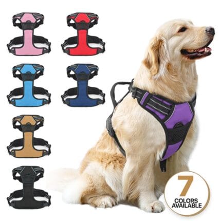 purple Reflective Dog Harness, No Pull Vest Harness with Handle,