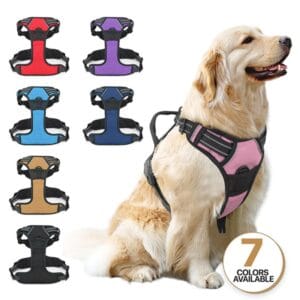 Pink Reflective Dog Harness, No Pull Vest Harness with Handle,