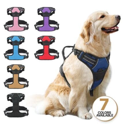 Navy Blue Reflective Dog Harness, No Pull Vest Harness with Handle,
